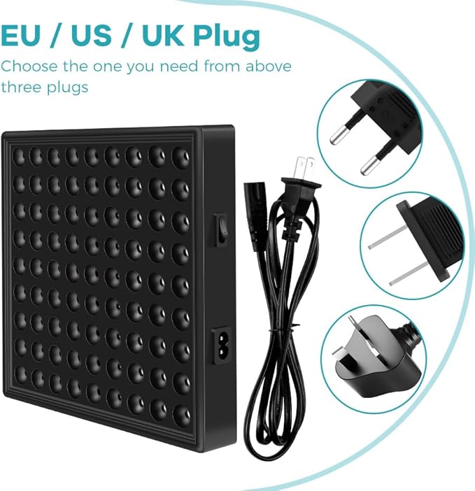 100W LED Plant Panel Lamps 100-277V Indoor Fruit Flower Plating Box UV/IR Seeds Hydroponics Fill Lights 110V Red Blue Greenhouse Tent Sapling Succulent Cultivation Lighting Hanging Hook with US Plug