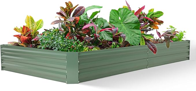 BPS Galvanized Raised Garden Bed 8' x 4' x 1' Metal Planter Raised Garden Boxes Outdoor for Flower Planters Vegetables Herbs