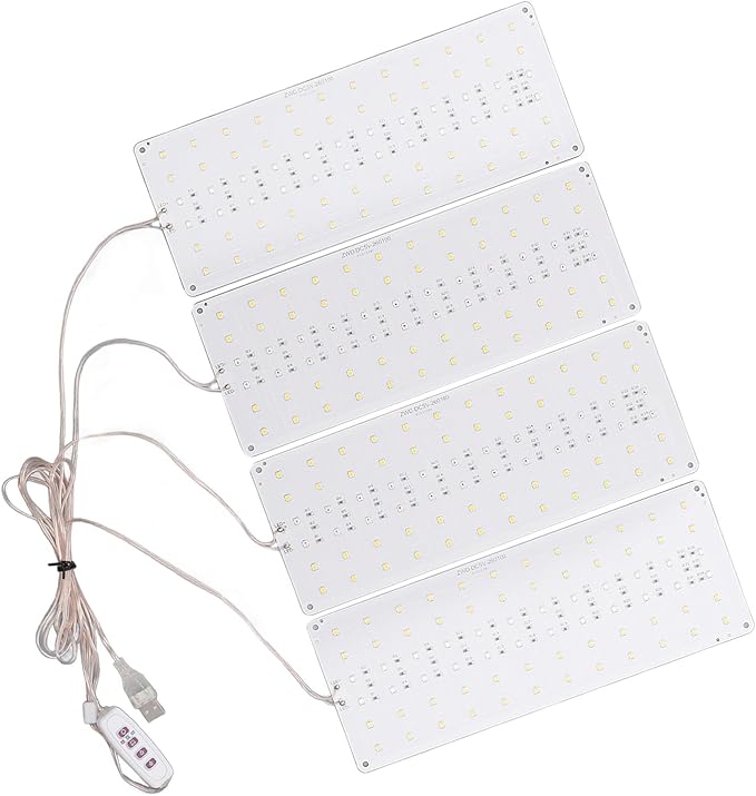 LED Plant Growth Lamp Dimmable Full Spectrum Indoor Grow Light USB 5V Greenhouses (4 Heads)