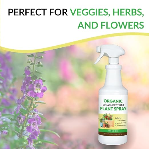 Organic Broad Spectrum Plant Spray - Liquid Plant Food in a Spray Bottle (Foliar Fertilizer) | Use on All Outdoor Plants Including: Vegetables Herbs &amp Flowers | No Mixing Required (32oz)