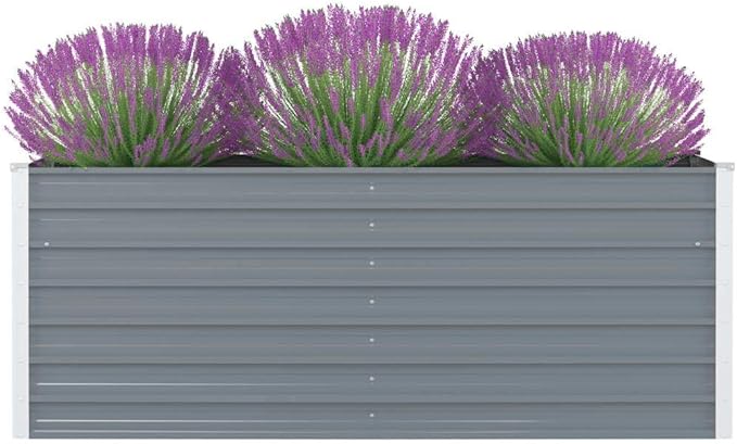 Metal Raised Garden Bed for Vegetables Outdoor Garden Raised Planter Box Backyard Patio Planter Raised Beds for Flowers Herbs Fruits Raised Garden Bed 63x31.5x17.7 Galvanized Steel Gray