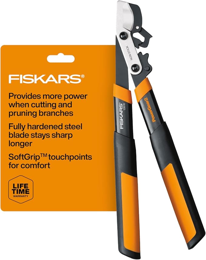 Fiskars 18-Inch Loppers for Tree Trimming Heavy Duty Sharp Bypass Steel Blade Tree Branch Cutter up to 1.5-Inch Diameter Cut Capacity PowerGear2 Technology Multiplies Power Hand Loppers