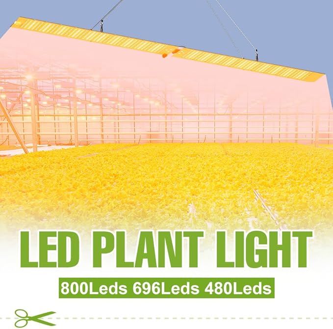 2PCS 400W Natural Sunlike LED Plant Grow Lights Energy-Efficient Long-Lifespan Lamp Beads 100-277V Universal Voltage US Plug–Ideal for Seed Germination Hydroponics Vegetable Flower Indoor Lighting