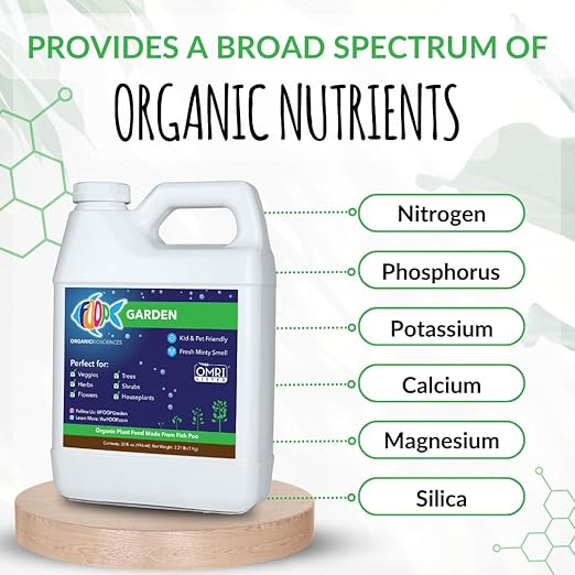 FOOP Garden - Organic Liquid Plant Food Made from Fish Manure (with Fresh Minty Scent) | Fish Fertilizer Alternative Perfect for Veggies Herbs FlowersTreesShrubs | Kid&ampPet Friendly (32oz 2 Pa