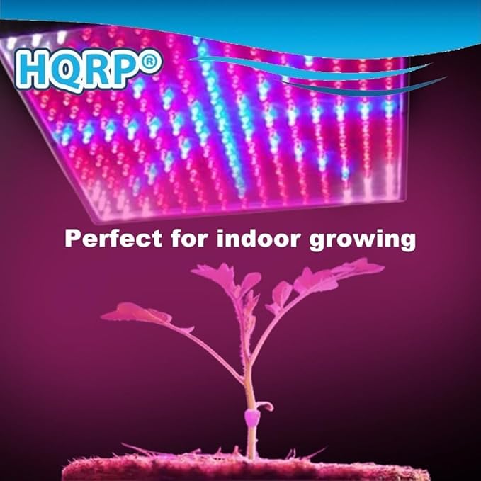 HQRP 225 LED Grow Light Panel 45W Multicolor 12 Square Lamp (Red Orange Blue White) for Growing Indoor Plants Fruits Flowers Vegetables Indoor Garden Hydroponic Plant Grow Light with Hanging Kit