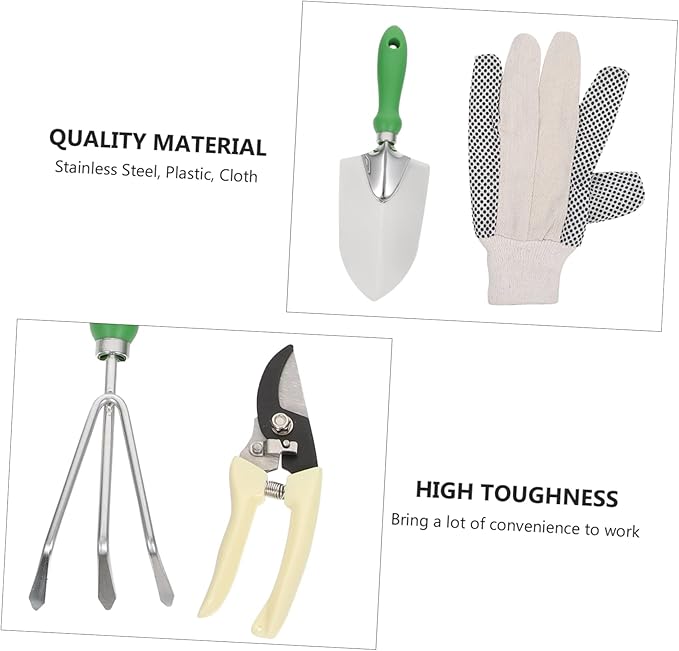 BESPORTBLE 11pcs Garden Tool Set Planting Tools Storage Bag Stainless Steel Plastic for Excavation Weeding