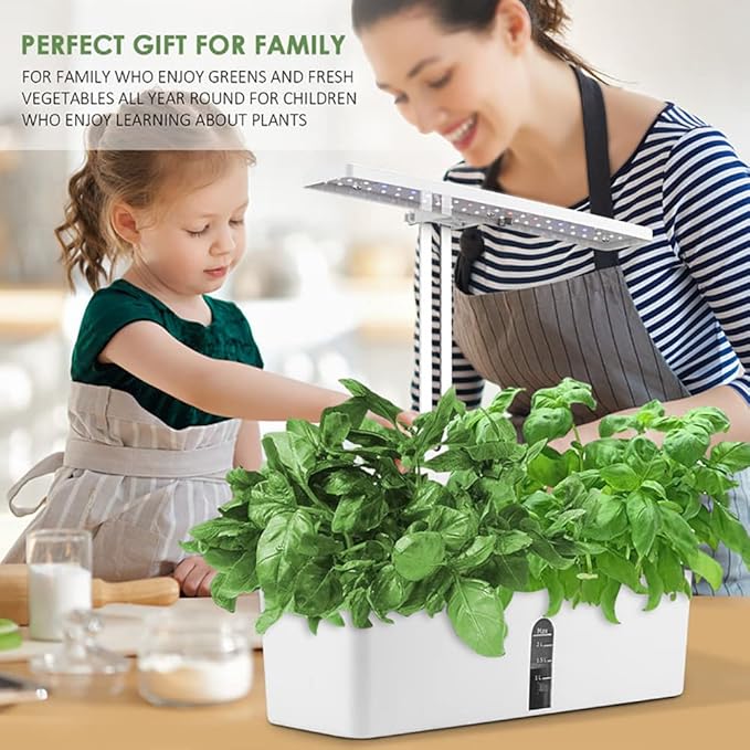 GeRRiT Hydroponics Growing System 9 Pods Indoor Herb Garden Kit with 15W LED Grow Light Automatic Timer Germination Kits Height Adjustable Smart Garden Planter for Home Kitchen Gardening