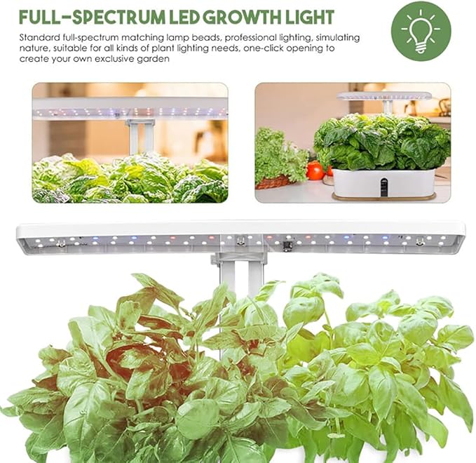 GeRRiT Hydroponics Growing System 9 Pods Indoor Herb Garden Kit with 15W LED Grow Light Automatic Timer Germination Kits Height Adjustable Smart Garden Planter for Home Kitchen Gardening