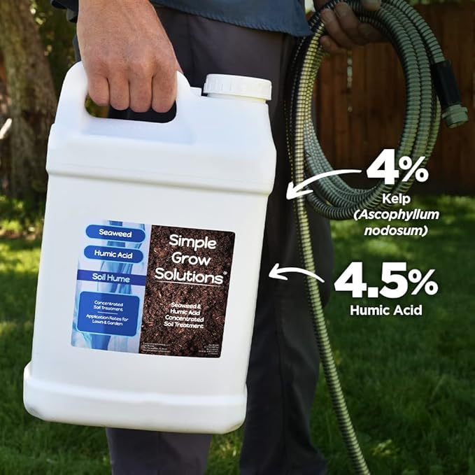 Super Seaweed Humic Fulvic Acid Blend- Liquid Carbon - Soil Hume - Simple Grow Solutions- Natural Lawn &amp Garden Concentrated Treatment- Increase Nutrient Uptake (2.5 Gallons)