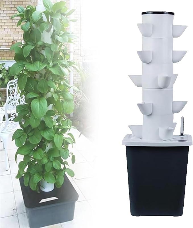 Hydroponics Growing System Vertical TowerHydroponic Vertical Tower 2/3/4/5/6 -Story 10/15/20/25/30-hole hydroponic Tower hydroponic Planting System for Gardening Lover (5 layers/25 Holes)