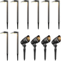 VENUS MANUFACTURING 12PK Outdoor Low Voltage Landscape Lights Kits with 8 Pack Black 0.6 Watt 22 Lumen LED 12V Path Light &amp 4 Pack 5 Watt 400 Lumen Spotlights and for Pathway Sidewalk Light
