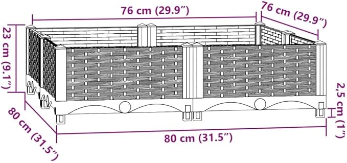Raised Bed Garden beds Outdoor Planter Boxes Outdoor Garden Planter Suitable for Backyard Patios Flowers Restaurants 31.5x31.5x9.1 Polypropylene