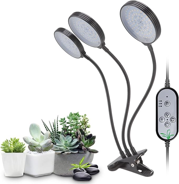 LED Plant Grow Lamp with 3 Adjustable Heads 45W USB Powered Clip On Light - Flexible 360 Degree Bend Waterproof Design Ideal for Indoor Growing Light Grow Plants