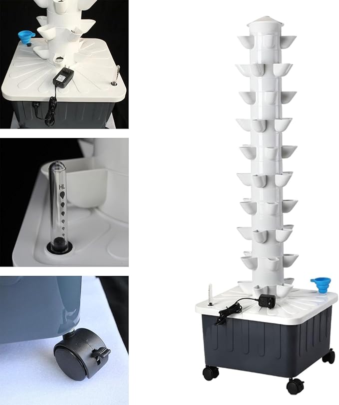 Hydroponic Grow System Vertical Garden Planter Teaching Tool Gardening Growing System Kit for Inside Plant Yard Lawn Canola 50Holes 40x40x135cm