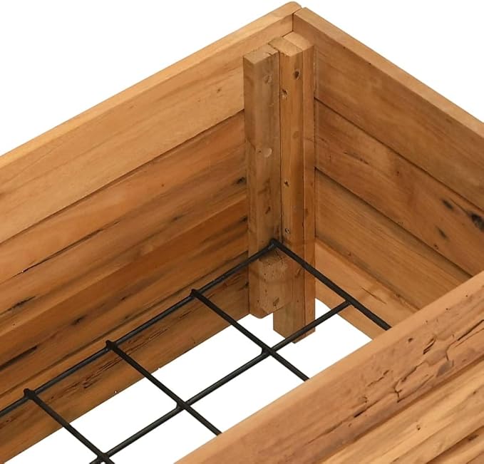 vidaXL Raised Bed Planter - Solid Teak Construction Unique Wood Grains Extra Stability with Bottom Steel Rack Ideal for Indoor/Outdoor Use