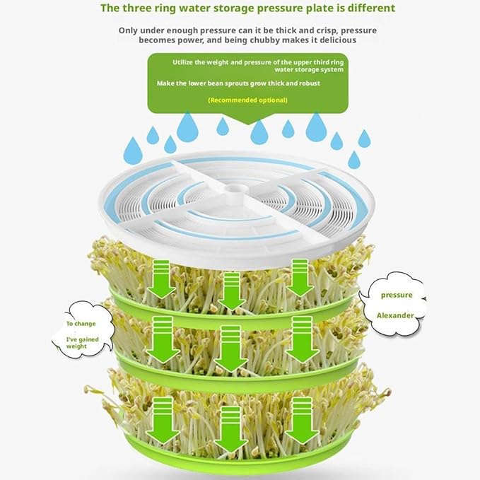 2-Tier Seed Sprouting Kit Stackable Bean Seed Sprouter Tray Ripple Soil-Free Sprouter Tray for Beans Alfalfa Seeds Bean Sprouts Machine A
