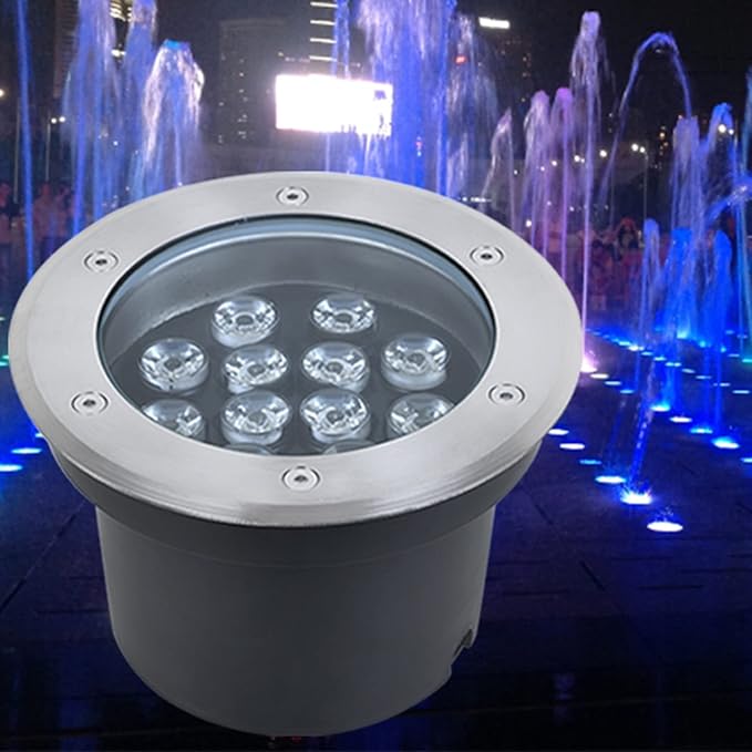 Underwater Pond Light Submersible Led Pool Lights IP68 Waterproof Stainless Steel Fountain Light Low Voltage DC12/24V Recessed Underground Light For Landscape Walls Spotlights(Warm light15W-DC