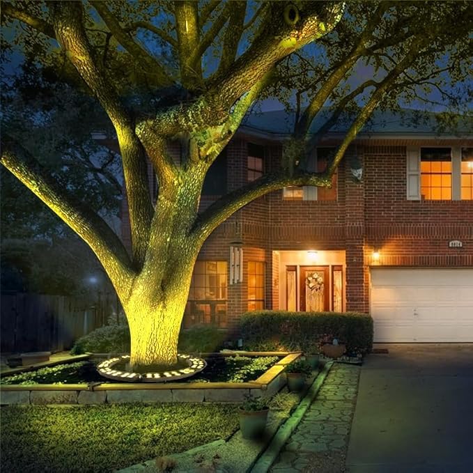 Tree Lights Outdoor Palm Tree LED Uplighting 3000K Warm White Landscape Spotlights IP67 Waterproof Aluminum AC85-265V (110V Compatible) 1.5M/4.9ft US Plug Power Cord (2 Pack)