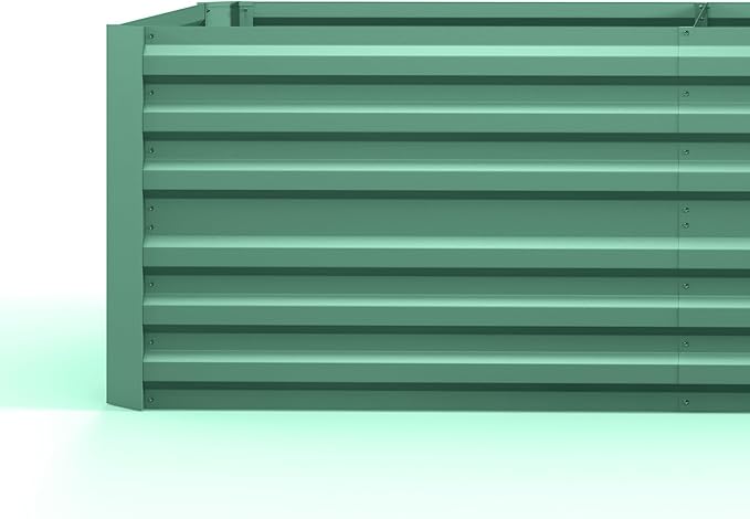 Outsunny Galvanized Raised Garden Bed Kit with Reinforcing Bars Large and Tall Metal Planter Box for Vegetables Flowers and Herbs 6' x 3' x 2' Light Green