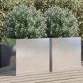2-Pack Silver Stainless Rectangular Planter 18.5x19.3x18.1 in Balcony Patio Indoor Garden Box