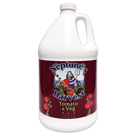 Neptune’s Harvest Organic Tomato &amp Vegetable Plant Fertilizer (2-4-2) - Liquid Plant Food w/Fresh Fish Seaweed Molasses Yucca Extract &amp Humic Acids - for Vegetable Garden (Gallon)