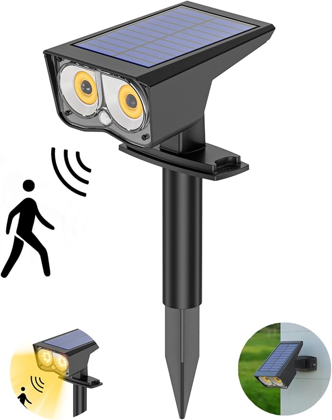 Solar Spot Lights Outdoor Motion Sensor IP65 Waterproof Bright 2-in-1 Solar Wall Lights Auto On/Off LED Solar Landscape Spotlights for Garden Yard Pathway Driveway Walkway