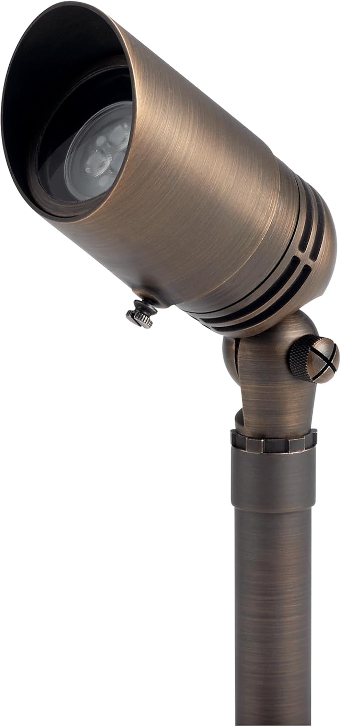 Kichler 12V MR-16 Adjustable Cowl Brass Accent Light in Centennial Brass Directional Landscape Light Fixture 15485CBR (2.5 W x 2.5 H x 6 L)