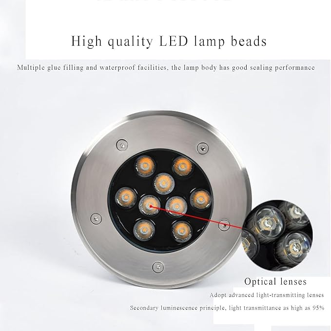 4PCS Ground LED Landscape Lights - Landscape Lights Recessed Buried Lights IP66 Waterproof Spotlight LED In Ground Lights for Driveway Deck Step GardenBlue-12W