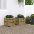 Garden Planter Set of 2 Natural Wood Impregnated Pine Wood Square Raised Garden Bed for Outdoor Plants 19.7 Inch Tall Planter Box for Patio Balcony Deck