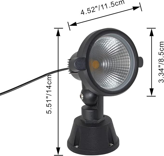 Kiven LED Indoor/Outdoor Waterproof Spotlight Porch Light with 9.84 FT Plug-in Cord 10Watts Plug in Accent Light with Vinly Siding Hooks for Plants Porch Garden(Cool White)