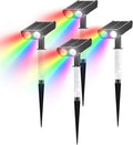 Color Changing Solar Spot Lights Outdoor with PC Light Guide Column 8 Lighting Modes Christmas Outdoor Spotlight IP65 Waterproof RGB Solar Spotlight for Garden Yard Tree Pathway 4Pack