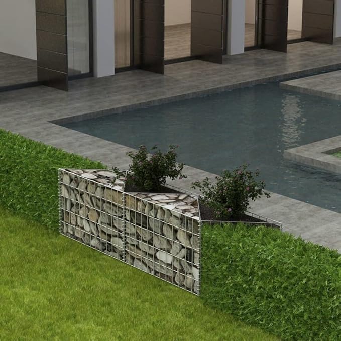 Gabion Basket Galvanized Steel 47.2x11.8x19.7 Gabion Raised Bed Gabion Cages Basket Steel Woven Gabion Net for Backyard Garden