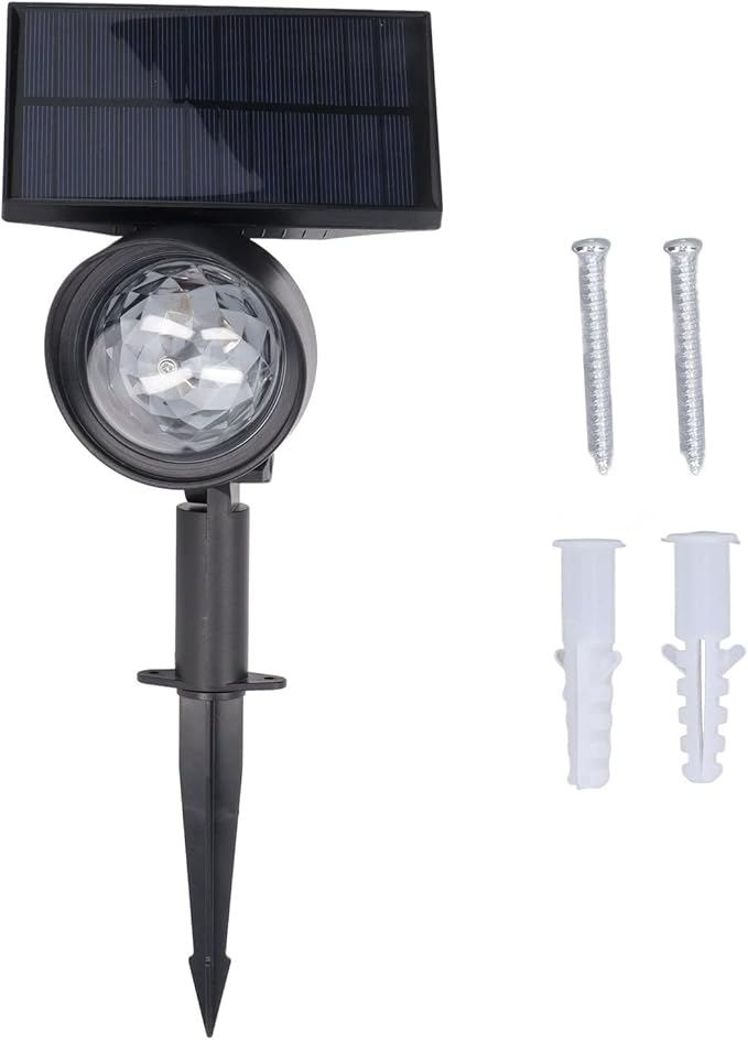 Solar Spot Light 2 in 1 Waterproof Outdoor RGB Landscape Lighting Garden Decor with Rotating Projection - Energy Saving Solar Panel Automatic Light Control for Yard and Festiva