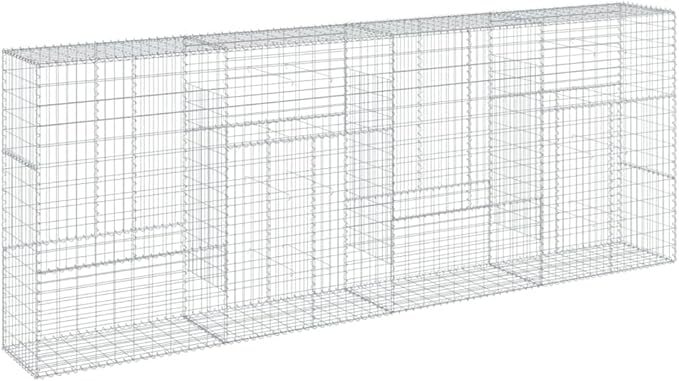 Galvanized Iron Gabion Basket with Cover 157.5x19.7x59.1 Outdoor Raised Garden Bed Planter Box Sturdy Metal Mesh for Landscaping Retaining Walls &amp Decorative Features