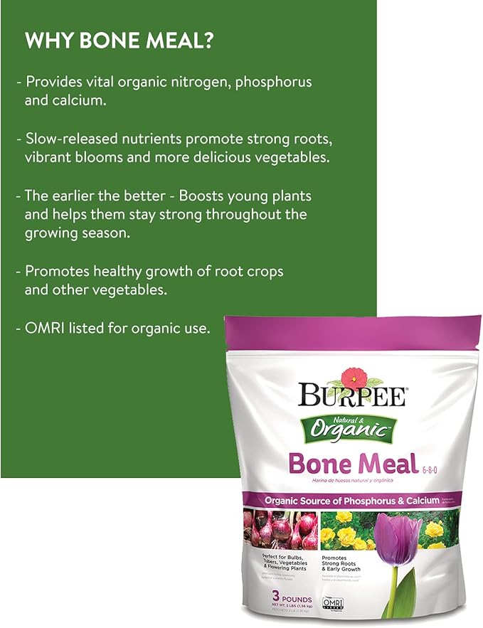 Burpee Organic Tomato &amp Vegetable Plant Food with Bone Meal Fertilizer | Strong Root Development | 4 lb &amp 3 lb
