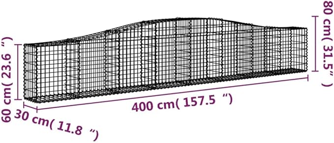Silver Galvanized Iron Gabion Planter 157.5 x 157.5 x 31.5 in Large Outdoor Garden Raised Boxes for Patio Lawn for Stones Gravel Decorative Barrier