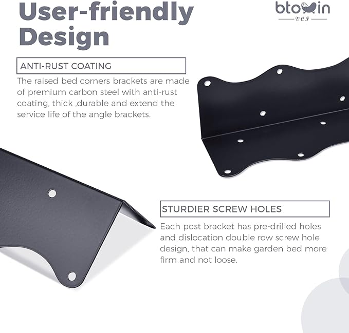 8 Set Raised Garden Bed Corner Brackets11x3x3 Raised Bed Corners Heavy-Duty Metal Conner with Screws Fits 20-24 Bed EdgesRust Resistant Metal Bracket Connectors for Vegetable Planter Garden