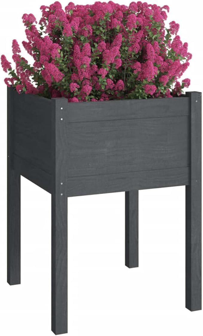 Raised Bed Wood Raised Beds for Garden Wooden Raised Bed Planter Raised Bed Wood Grey Herb Bed Wood Flower Box Flower Box Flower Pot Garden Planter 50 x 50 x 70 cm Pack of 2