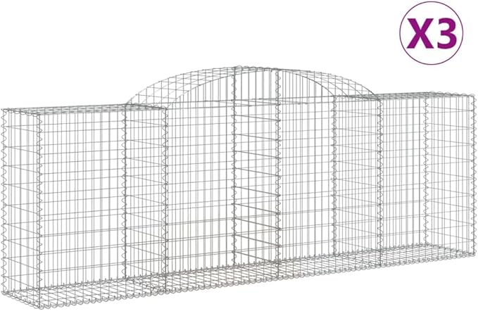 3-Piece Galvanized Gabion Basket Set 118x118x47 in Raised Garden Bed for Outdoor Backyard Patio
