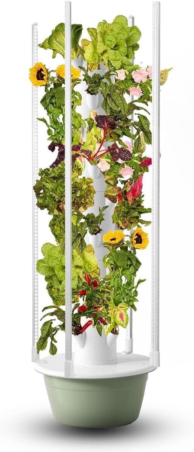 Hydroponic Tower with Grow Lights Hydroponic Kit 5/7/9 Layers Plant Growing System Grow Herbs and Vegetables Houseplant Farming with Water Circulation and Automatic Timer9Layers/36Pots