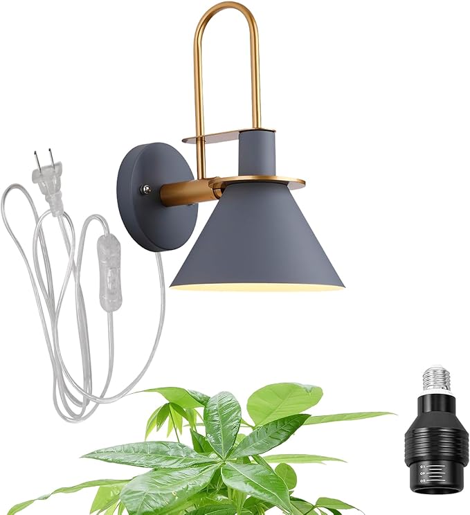 Hook Type Wall Mounted Plant Light Full Spectrum 4500K 10W Adjusted Angle &amp Light Beam Range 15°-60° Modern Gray Metal Wall Lamp for Indoor Growing Plants Flowers