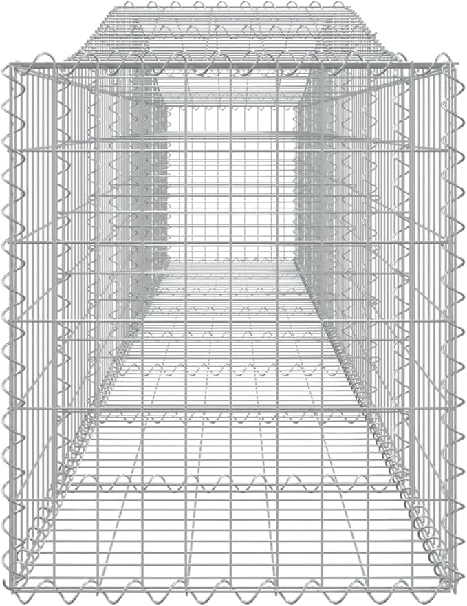 Crescent Gabion Basket 157.5x31.5 Silver Galvanized Iron Planter Box Outdoor Garden Wall Retaining Screen Modern Metallic Garden Planter for Landscapes Patio Backyard