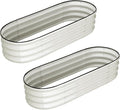 4.5x2x1.5 FT Oval Raised Garden Bed 2 Pcs Galvanized Raised Beds for Outdoor Planter Raised Boxes with Open-Ended BaseLarge Metal Raised Planter Beds for VegetablesFlowersTool-Free AssemblyWhite