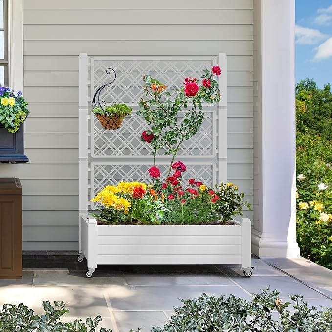 Raised Planter Boxes Outdoor 36 Tall Rot-Resistant Resin Garden Bed with Easy Assembly for Vegetables Flowers Herbs Fruits