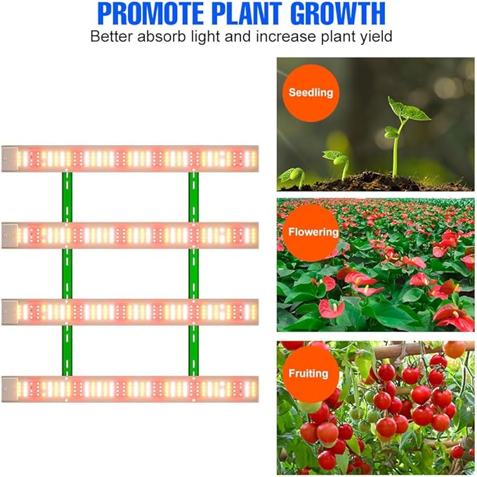 400W LED Grow Light AC110V Full Spectrum Plant Lamp UV IR Indoor Seeds Fill Lights Sunlight Planting Panel Lamps Red Blue Greenhouse Tent Hydroponic Sapling Potting Flower Succulent with Hook US Plug