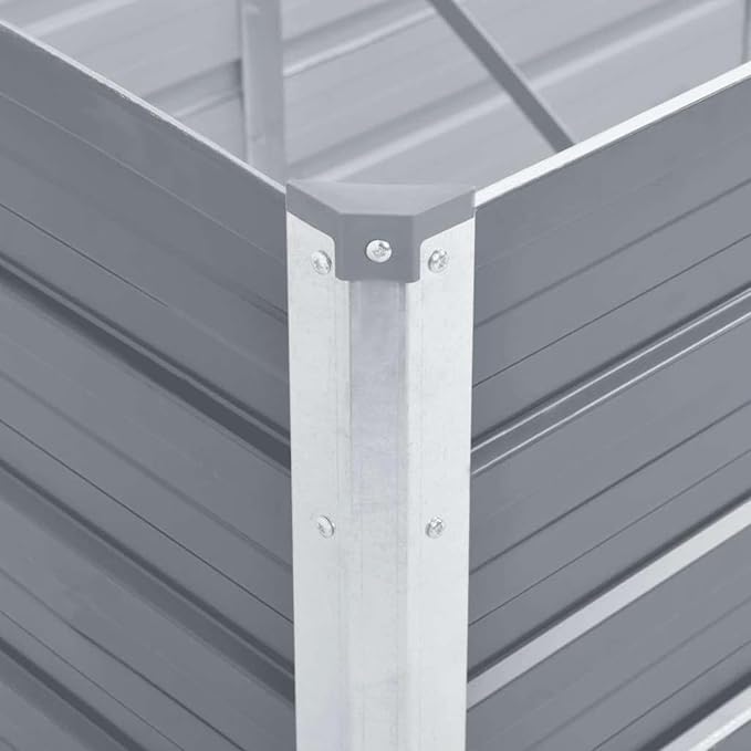 Large Galvanized Steel Raised Bed - Spacious Outdoor Planter Easy to Assemble Gray Color