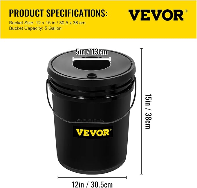 VEVOR DWC Hydroponic System 5 Gallon 5 Buckets Deep Water Culture Growing Bucket Hydroponics Grow Kit with Pump Air Stone and Connected Reservoir for Indoor/Outdoor Leafy Vegetables