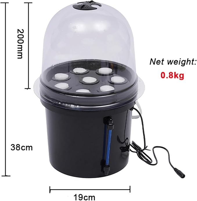 Hydroponic Seedling System Kit 8-Hole 5L Sprayer Seedling Box with Dome Lid Indoor and Outdoor Hydroponics Equipment for Garden Vegetables