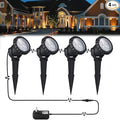 Outdoor lights Outdoor Landscape Lighting 12W Outdoor Spot Lights with Transformer for Yard Garden House Lawn Tree Flags Warm White LED Landscape Lights Christmas lights IP66 Waterproof 4 Pack