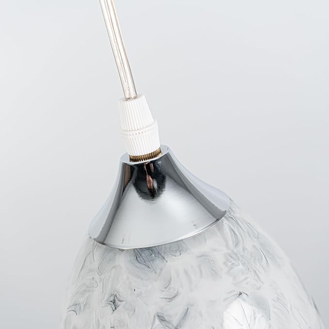 Adjustable Height J-Type Track Light Pendants 24 H Timer 4500K 10W LED Full Spectrum White Marble Oval Bell Glass Hand Blown Cover AUTO Plant Growing Lamp for Kitchen Island Green House